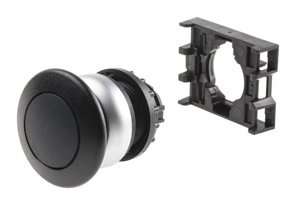Produktfoto 1 von Eaton RMQ Titan M22 Drucktastenkopf Ø 22 mm, Schwarz wartungsfrei Rund Pilzkopf Kunststoff, IP66