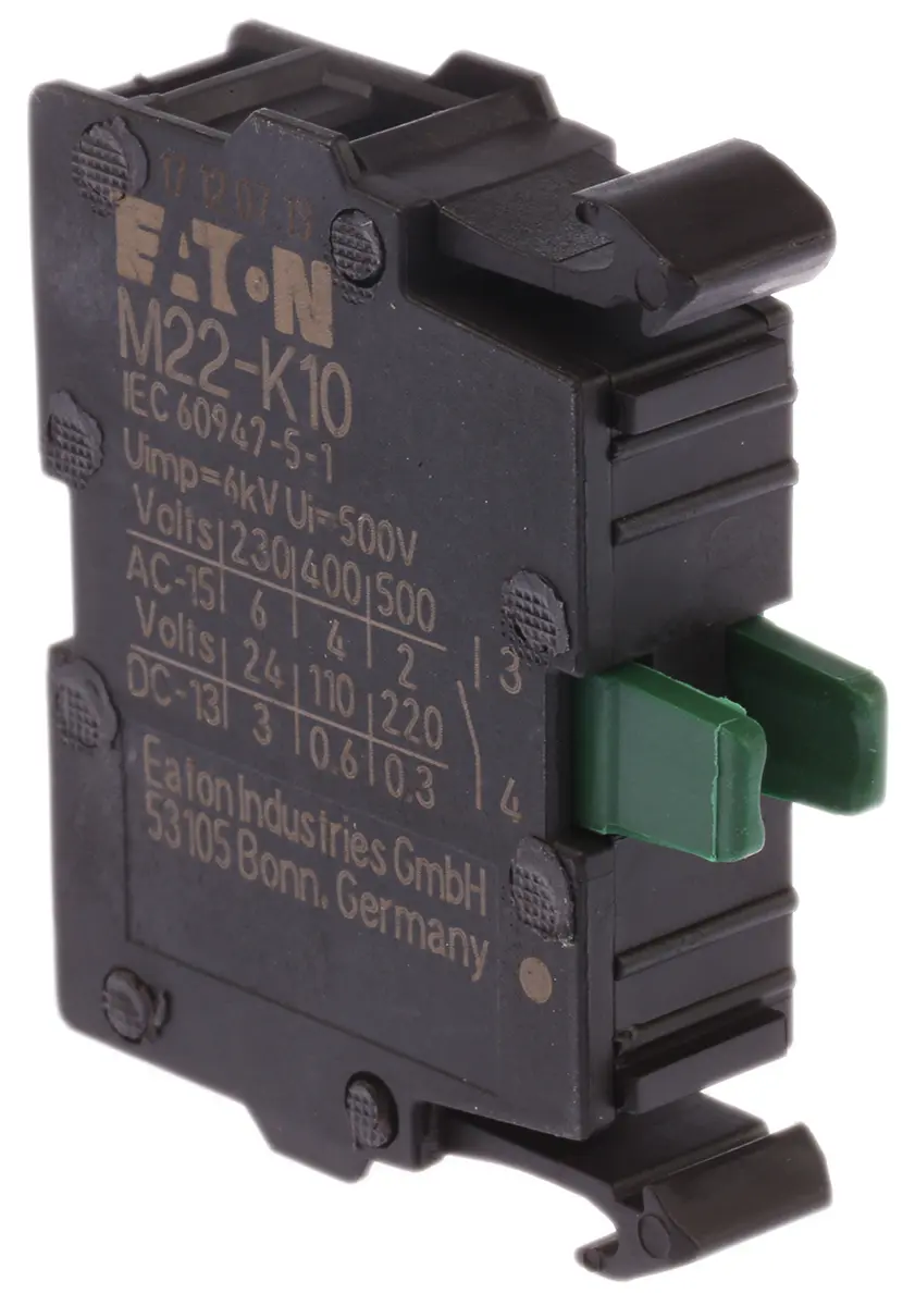 Produktfoto 1 von Eaton 500 V ac Kontaktblock 1 Schließer für Serie N(S)1(-4), Serie NZM1(-4), Serie PN1(-4) Schraube