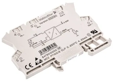 Weidmüller Serie ACT20X Signalwandler 30V dc, 9 V dc, Widerstands-Temperaturfühler (RTD) 0 → 200 °C EIN / Strom 4 → 20