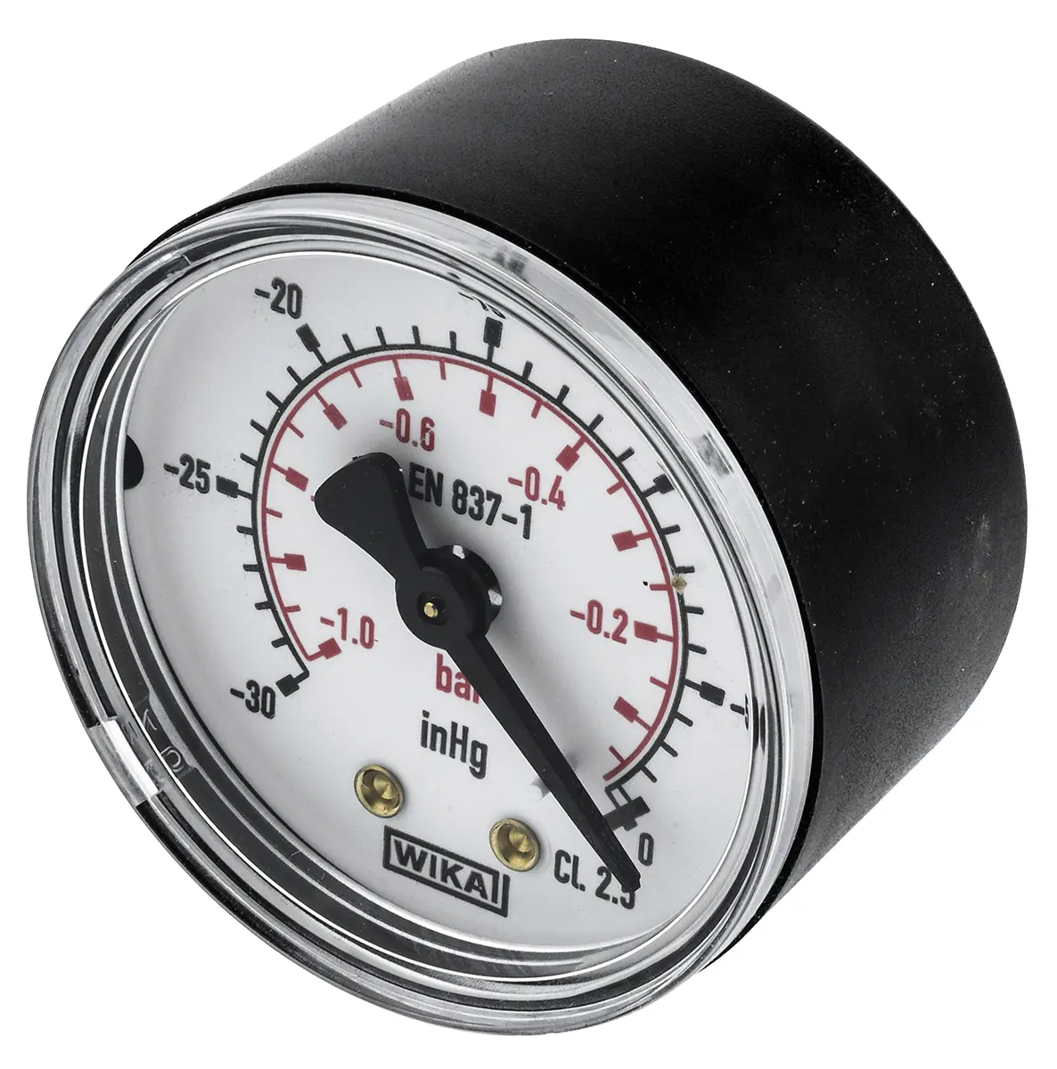 Produktfoto 1 von WIKA 111.12 Druckmessgerät Prozessanschluss hinten Analog -1bar → 0bar ± 1.6%, Ø 50mm Kunststoff Gehäuse