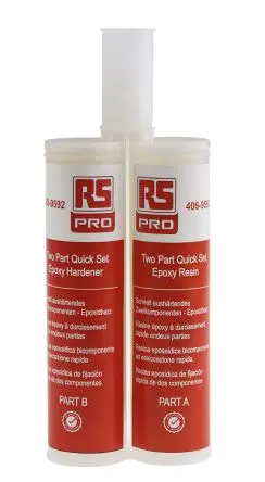 Produktfoto 1 von RS PRO Quick setting epoxy adhesive, Quickset epoxy adhesive Flüssig Klebend Gelb, Doppelkartusche 200 ml, für Stahl,