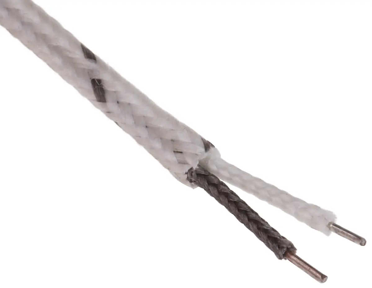 Produktfoto 1 von RS PRO Ungeschirmt Glasfaser-isoliert Thermoelementleitung für Thermoelement Typ J, L. 20m, max. +600°C