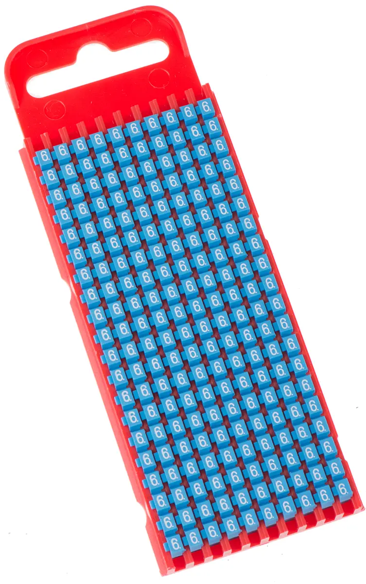Produktfoto 1 von HellermannTyton WIC1 Kabelmarkierung Schnappbefestigung, Beschriftung: 6, Weiß Blau, Ø 2 mm - 2.8 mm, 3 mm x 5 mm