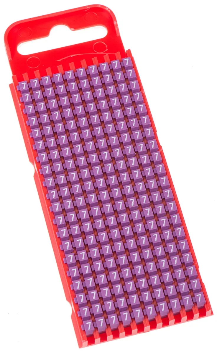 Produktfoto 1 von HellermannTyton WIC1 Kabelmarkierung Schnappbefestigung, Beschriftung: 7, Weiß Violett, Ø 2 mm - 2.8 mm, 3 mm x 5 mm