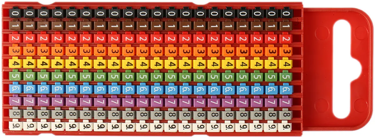 Produktfoto 1 von HellermannTyton WIC1 Kabelmarkierung Schnappbefestigung, Beschriftung: 0-9, Ø 2 mm - 2.8 mm, 3 mm x 5 mm