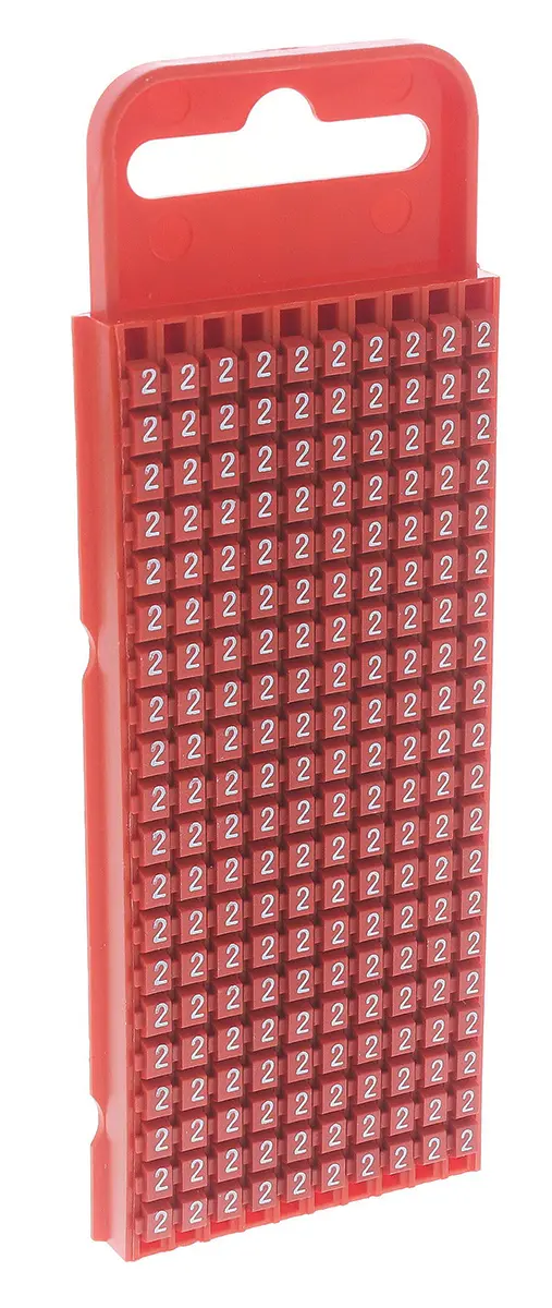 Produktfoto 1 von HellermannTyton WIC1 Kabelmarkierung Schnappbefestigung, Beschriftung: 2, Weiß Rot, Ø 2 mm - 2.8 mm, 3 mm x 5 mm