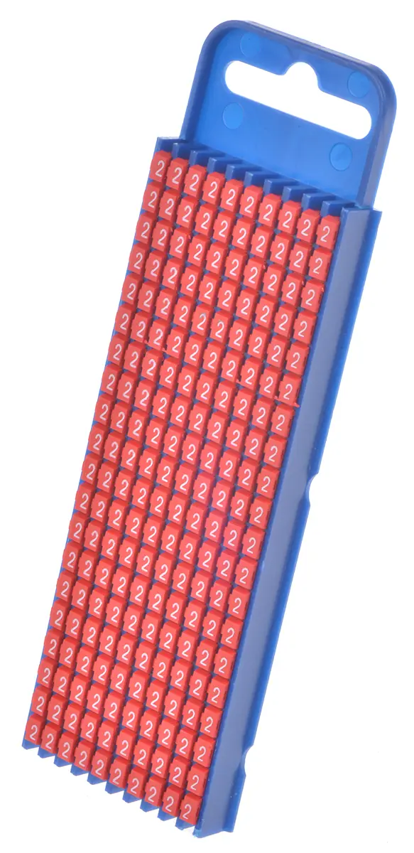Produktfoto 1 von HellermannTyton WIC2 Kabelmarkierung Schnappbefestigung, Beschriftung: 2, Weiß Rot, Ø 2.8 mm - 3.8 mm, 3 mm x 5.6 mm
