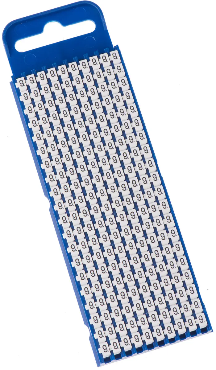Produktfoto 1 von HellermannTyton WIC2 Kabelmarkierung Schnappbefestigung, Beschriftung: 9, Schwarz Weiß, Ø 2.8 mm - 3.8 mm, 3 mm x 5.6mm