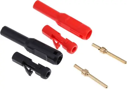Produktfoto 1 von Staubli 2 mm Stecker Rot, Schwarz Bananenstecker, Kontakt Gold Lot