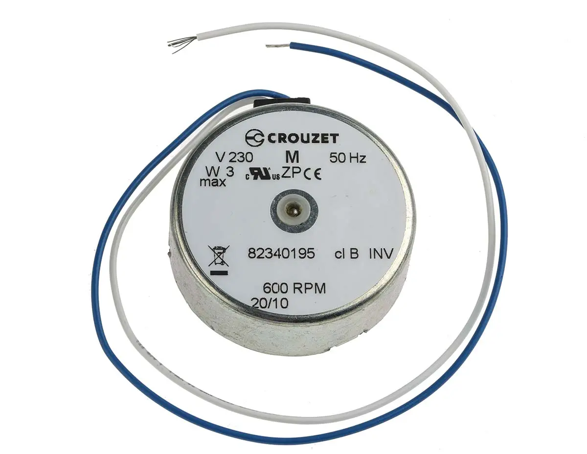 Produktfoto 1 von Crouzet 820000 Wechselstrommotor, 1-phasig 10-polig Gegen den Uhrzeigersinn, 0.16 W 600U/min 230V Befestigungsloch