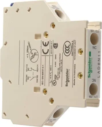 Produktfoto 1 von Schneider Electric TeSyS D Hilfskontaktblock 2-polig Seitlich, 1 Schließer/1 Öffner mit Schraubanschlussklemme Anschluss