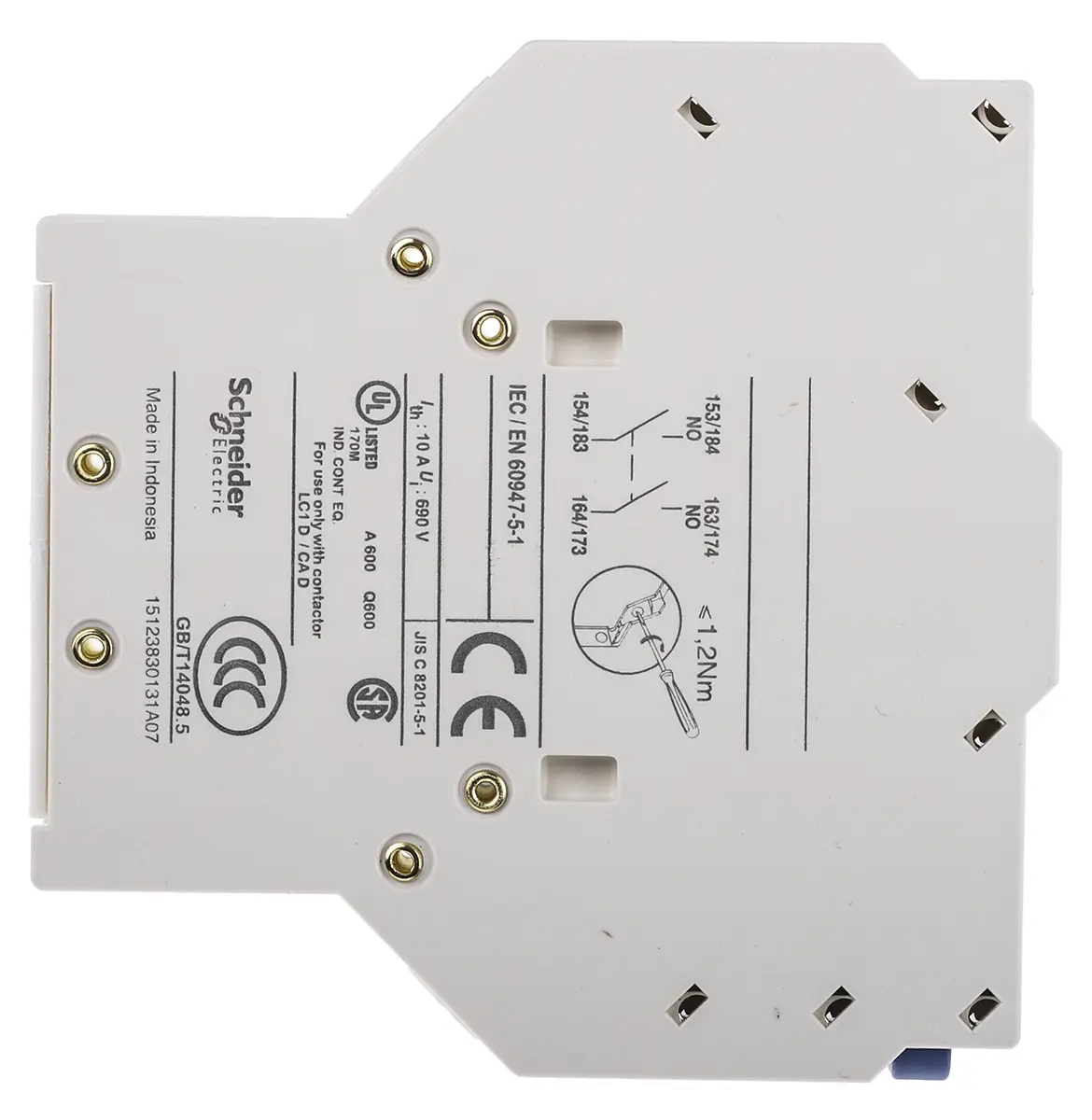 Produktfoto 1 von Schneider Electric LAD8 Hilfskontaktblock