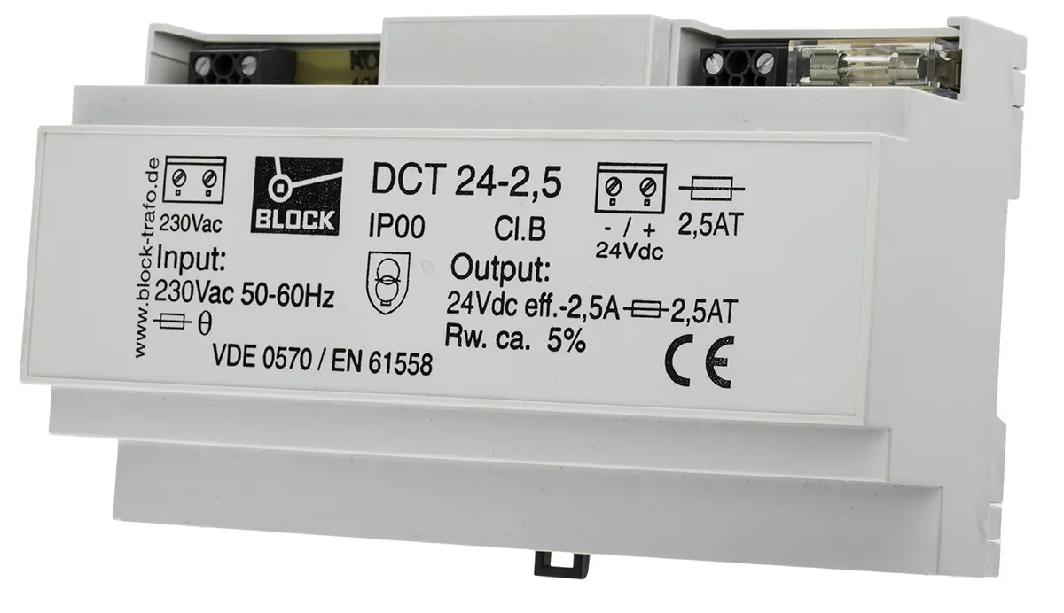 Produktfoto 1 von Block DCT DIN-Schienen Netzteil Linear 24V dc / 2.5A 60W 230V ac