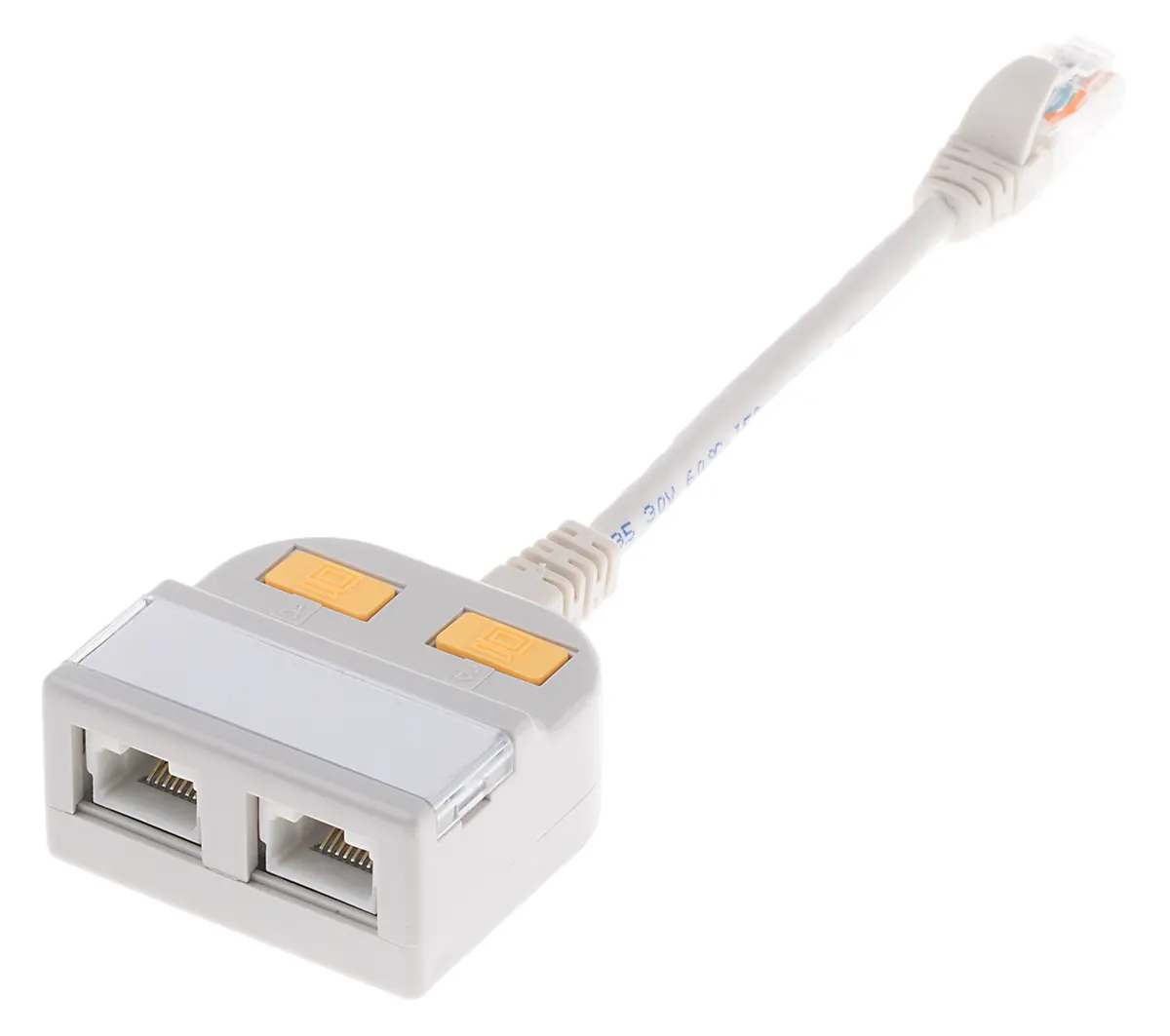 Produktfoto 1 von RS PRO RJ-Adapter, RJ45, Cat.5, 2 -Port, Typ Ungeschirmt, L 150 mm, Typ T-Adapter