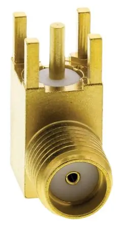 Produktfoto 1 von Radiall SMA-COM Buchse Koaxialsteckverbinder SMA-Steckverbinder, Oberfläche, 50 Ω Lot, Standard, gewinkelt