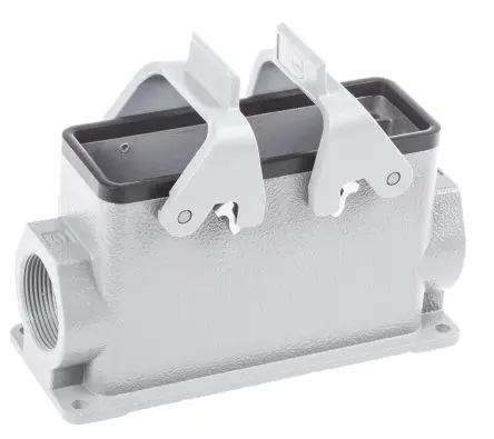 Produktfoto 1 von HARTING Han B Gehäuse für robusten Stromversorgungsstecker 2 Hebel 2, Oberfläche 24B Steckverbindergehäuse, IP65