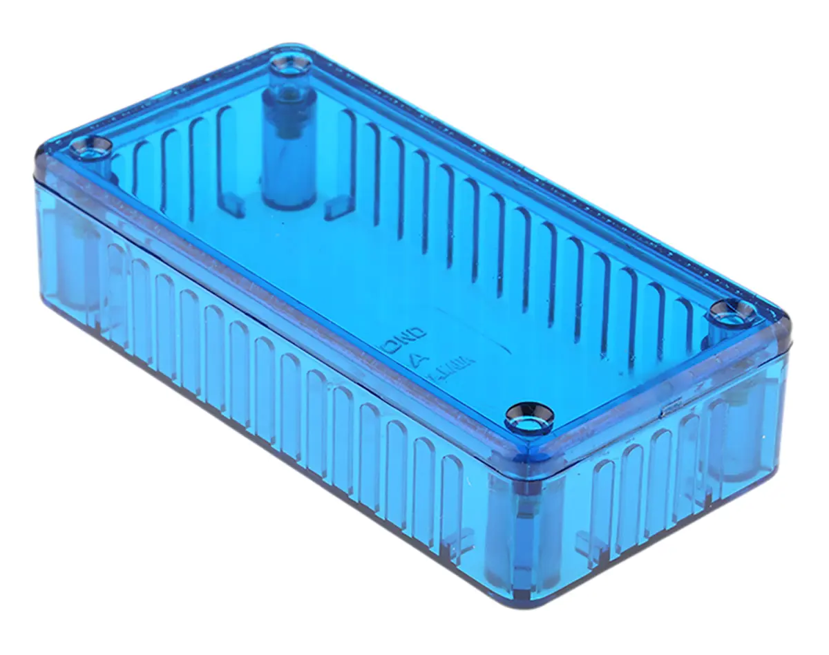 Produktfoto 1 von Hammond 1591; Gehäuse; Polycarbonat; Blau transparent IP54 Breite 50 mm Höhe 25 mm Länge 100 mm