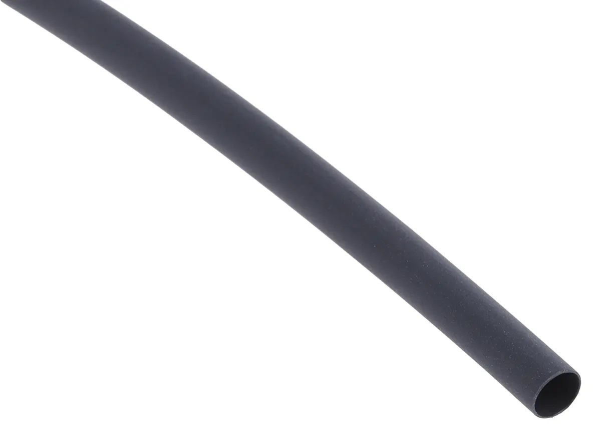Produktfoto 1 von RS PRO Wärmeschrumpfschlauch, Polyolefin Schwarz, Ø 4.8 mm Schrumpfrate 2:1, Länge 300mm