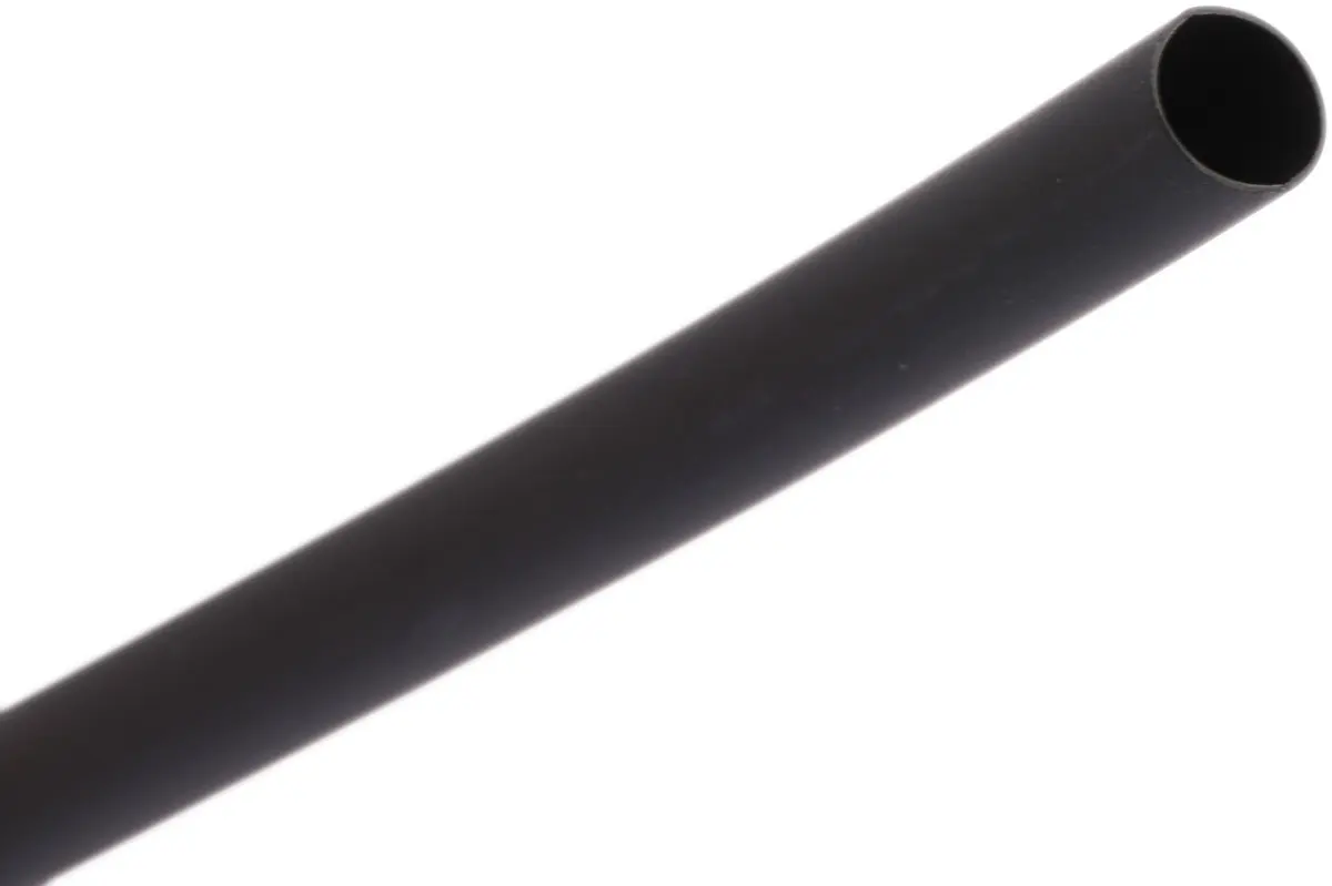 Produktfoto 1 von RS PRO Wärmeschrumpfschlauch, Polyolefin Schwarz, Ø 6.4 mm Schrumpfrate 2:1, Länge 300mm