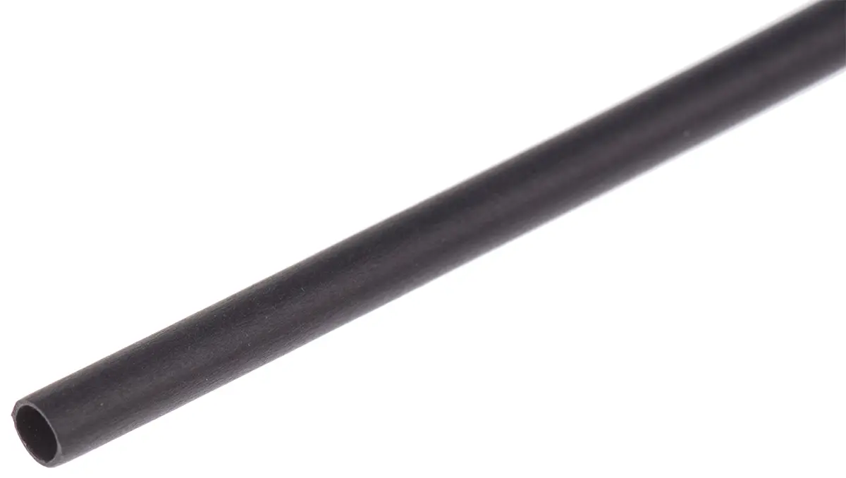 Produktfoto 1 von RS PRO Wärmeschrumpfschlauch, Polyolefin Schwarz, Ø 1.6 mm Schrumpfrate 2:1, Länge 300mm