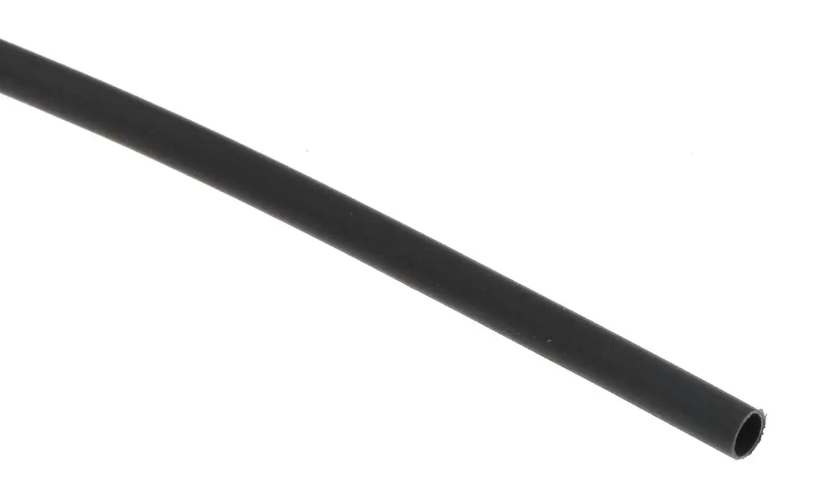 Produktfoto 1 von RS PRO Wärmeschrumpfschlauch, Polyolefin Schwarz, Ø 2.4 mm Schrumpfrate 2:1, Länge 300mm