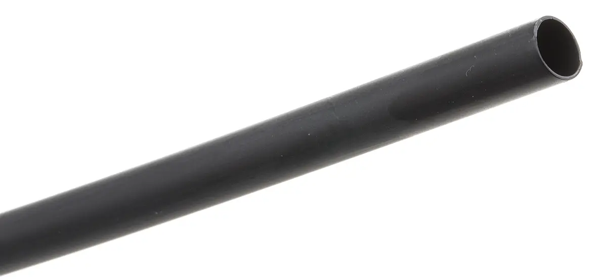 Produktfoto 1 von RS PRO Wärmeschrumpfschlauch, Polyolefin Schwarz, Ø 6.4 mm Schrumpfrate 2:1, Länge 300mm