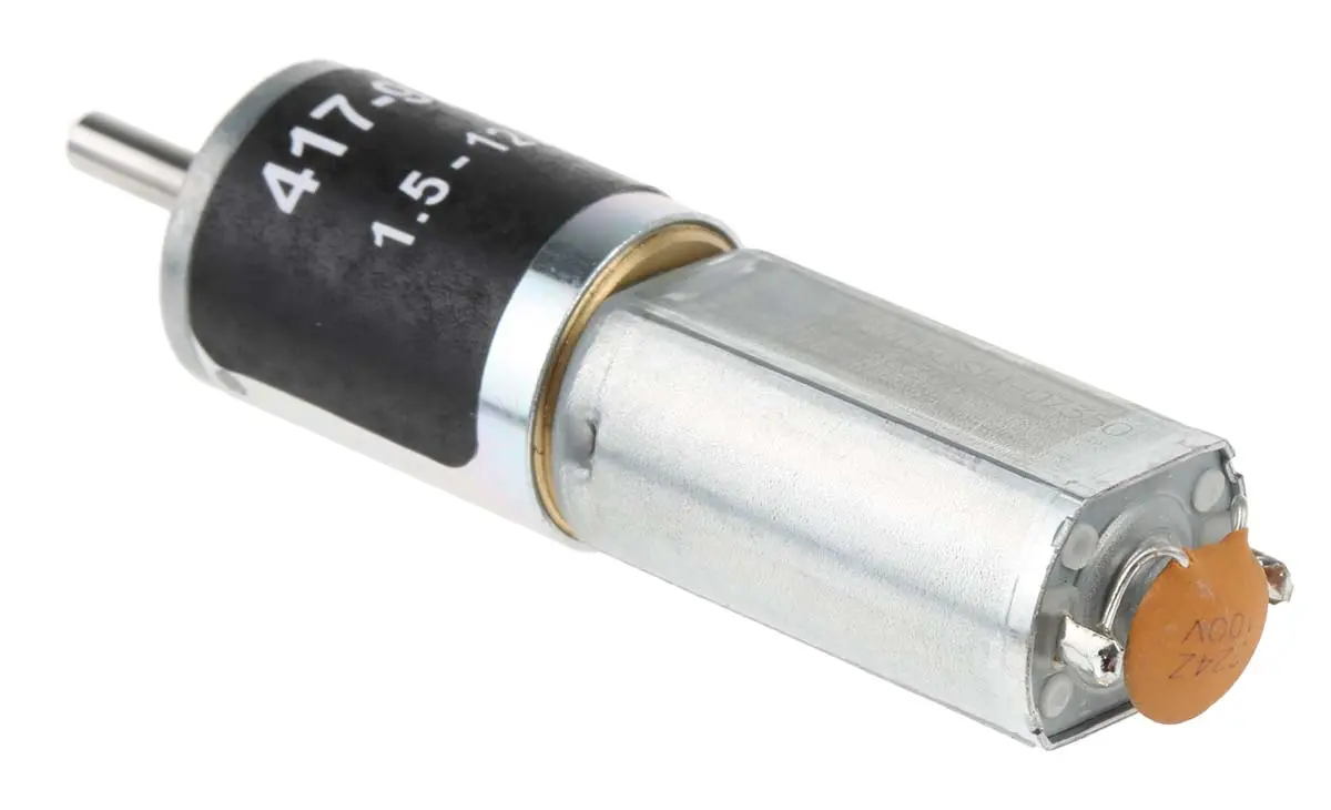 Produktfoto 1 von RS PRO 941D DC-Getriebemotor bis 8 Ncm 62:1, 12V dc / 0.394 W, 100U/min, Wellen-Ø 3 mm, 16mm x 49 mm x 9 mm