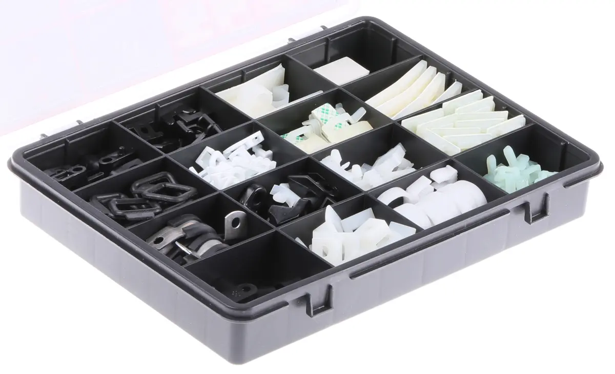 Produktfoto 1 von HellermannTyton Kabelklemmen-Kit Satz von Befestigungen selbstklebend Schwarz