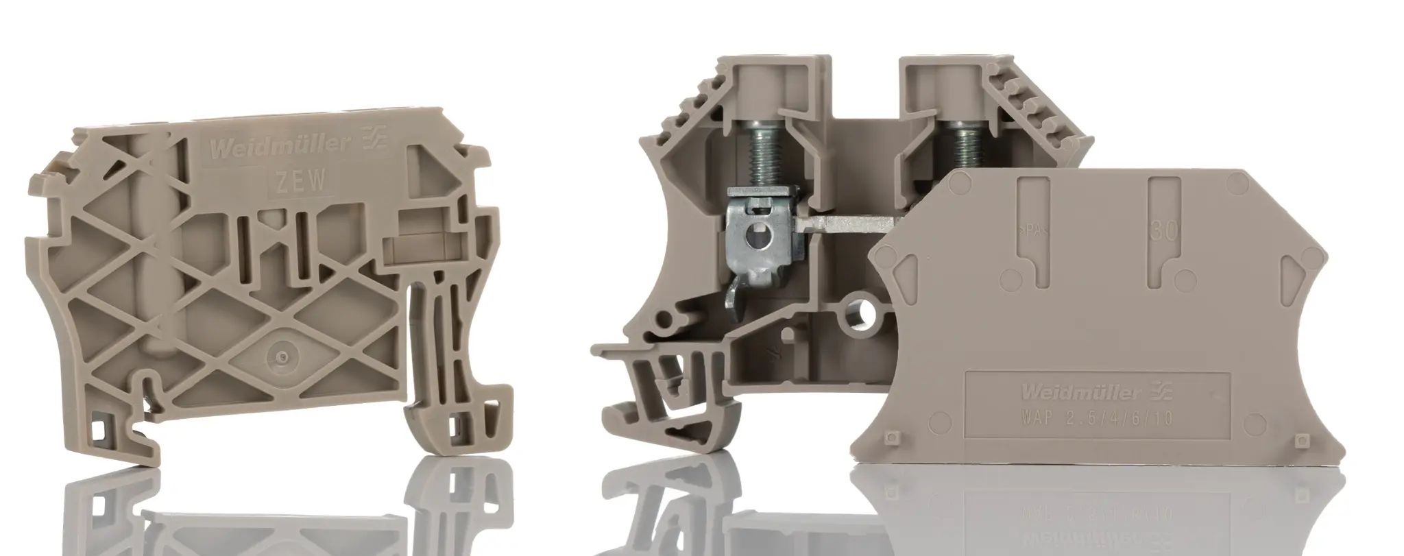 Produktfoto 1 von Weidmüller WDU Anschlussklemmenblock DIN-Schiene 1 Dunkelbeige, 10 mm², 800 V Schraubbefestigung ATEX
