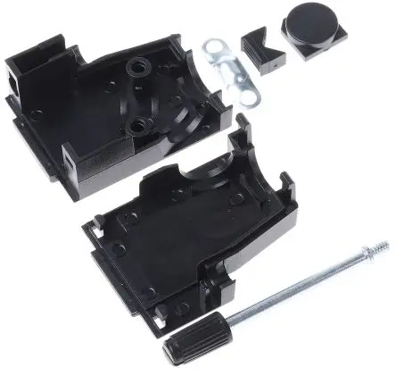 Produktfoto 1 von MH Connectors MHDSSK-T/P D-Sub-Gehäuse Abgewinkelt, Gerade, 9-polig, D: D-Sub-Gehäuse Zugentlastung, Schwarz, Größe E,
