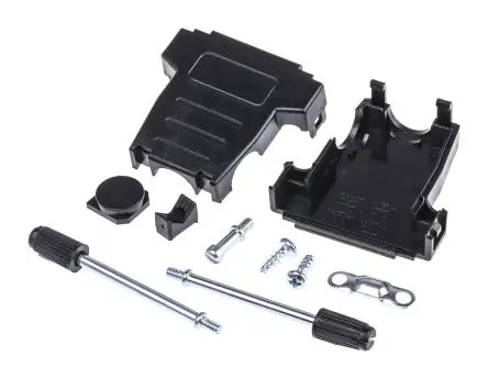 Produktfoto 1 von MH Connectors MHDSSK-T/P D-Sub-Gehäuse Abgewinkelt, Gerade, 15-polig, D: D-Sub-Gehäuse Zugentlastung, Schwarz, Größe A,