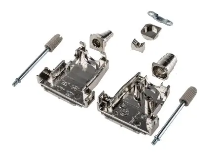 Produktfoto 1 von MH Connectors MHDSSK-T/M D-Sub-Gehäuse Abgewinkelt, Gerade, 15-polig, D: D-Sub-Gehäuse Zugentlastung, Silber, Größe A,