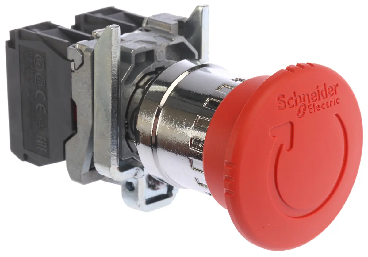 Produktfoto 1 von Schneider Electric Harmony XB4 NOT-AUS-Schalter Tafelmontage Ø 22mm SPDT 600 V ac, 600V dc Metall Pilzkopf Rot  Better