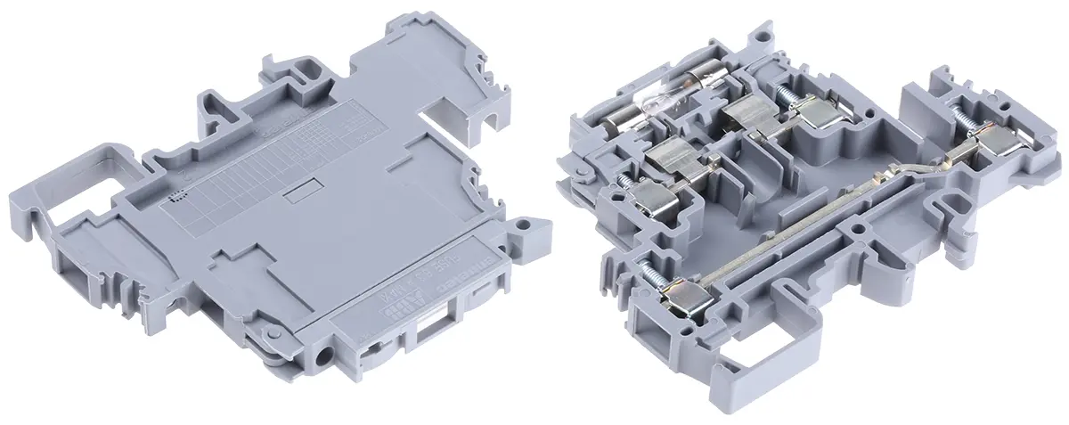 Produktfoto 1 von Entrelec M Reihenklemme mit Sicherungshalter 2 Grau, 4 to 6 mm², 500 V Schraubbefestigung Abgesichert