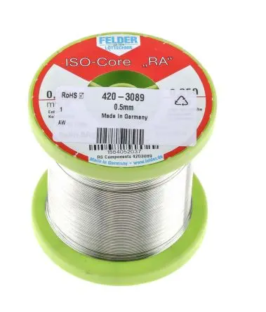 Produktfoto 1 von Felder Lottechnik Draht Lötzinn bleifrei 95.5 %Sn 0 %Pb 0.7 %Cu 3.8 %Ag, 217 °C, Ø 0.5 mm / 250 g