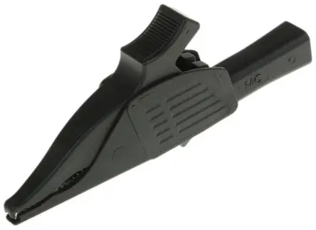 Produktfoto 1 von Staubli Messing 39.5 mm Krokodilklemme, Schwarz, 19A Thermoplastisches Elastomer Isoliert