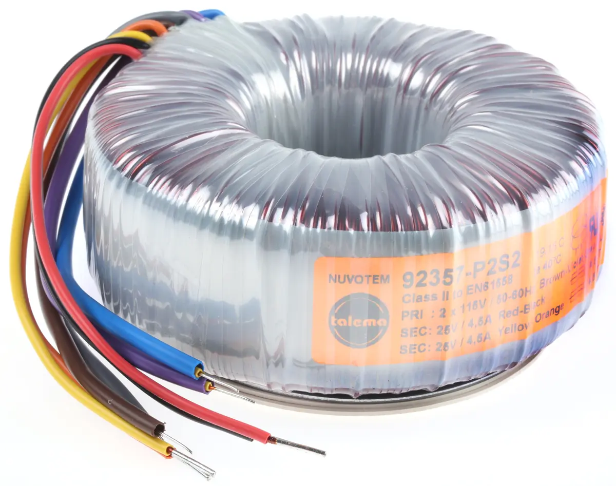 Produktfoto 1 von Nuvotem Talema Ringkerntransformator, Primär 230 V ac / Sekundär 2 x 25 V ac 2 Ausg. 225 VA, 4.5A 1.9 kg 60 Hz 50 Hz