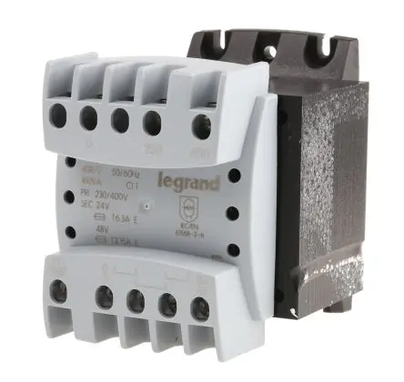 Produktfoto 1 von Legrand 160 VA DIN-Schienen-Trafo, Primär 230 to 400 V / Sekundär 12 to 48 V, 115 to 230 V DIN-Schiene/Schraube