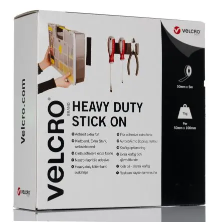 Velcro Klettband, 50mm x 5 m, Schwarz
