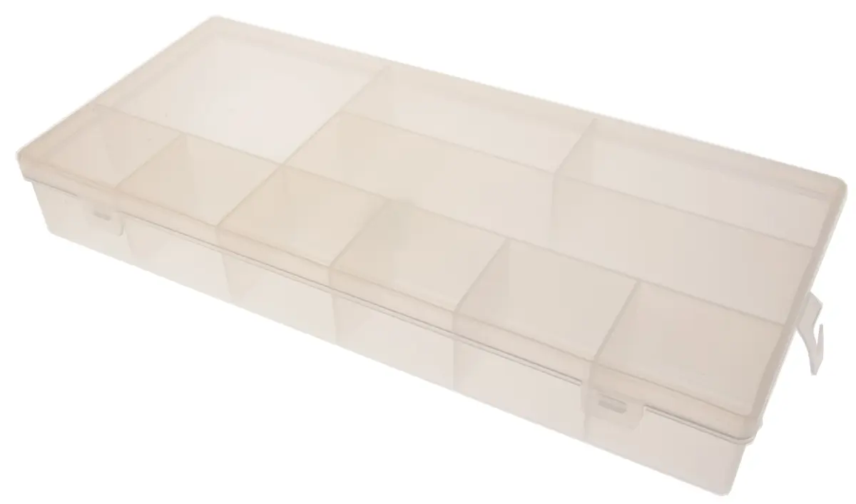 RS PRO Kleinteilebox, Polypropylen Klar, 10 Fächer, 50 mm x 338 mm x 153 mm