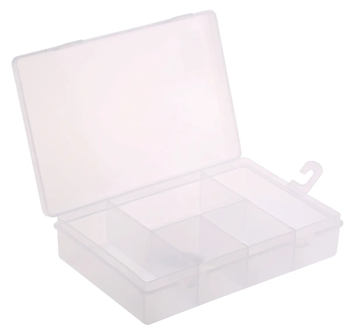 Produktfoto 1 von RS PRO Kleinteilebox, Polypropylen Klar, 5 Fächer, 40 mm x 181 mm x 125 mm