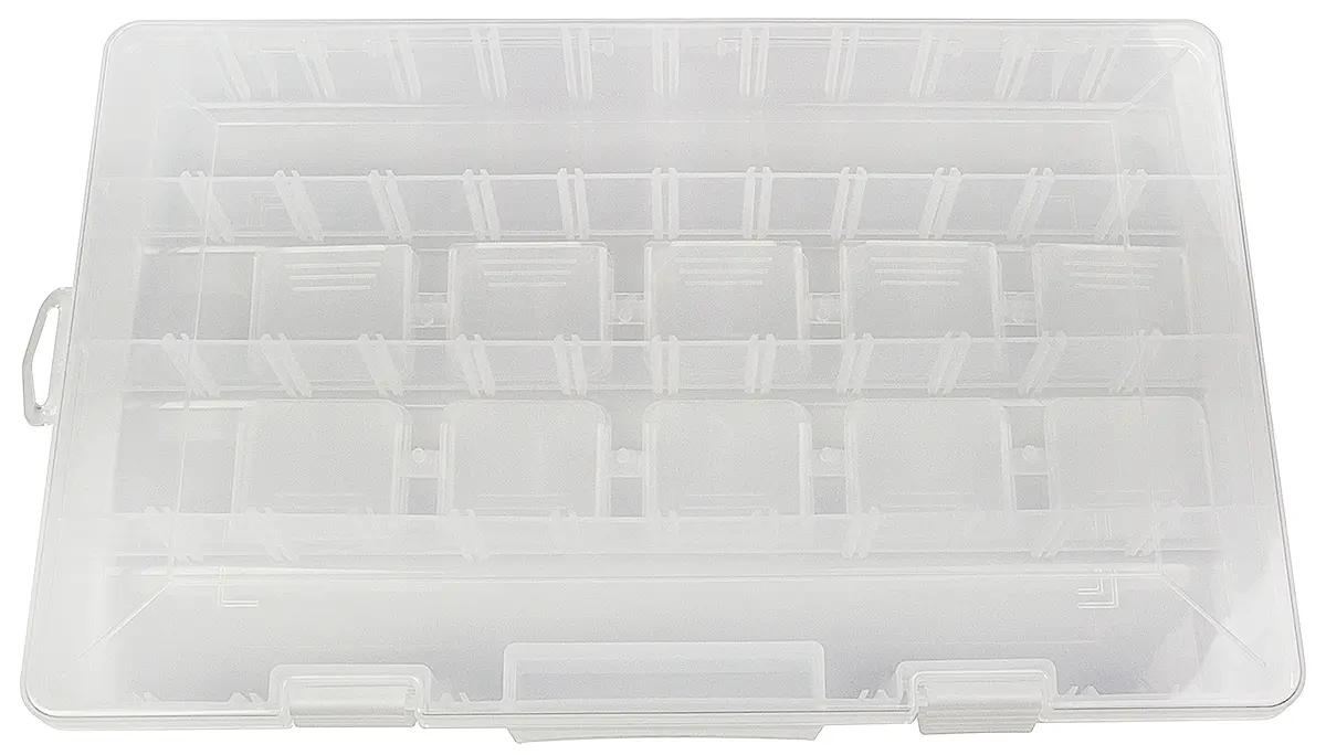 Produktfoto 1 von RS PRO Kleinteilebox, Polypropylen, 23 Fächer Verstellbare Fächer, 47.63 mm x 355.6 mm x 228.6 mm