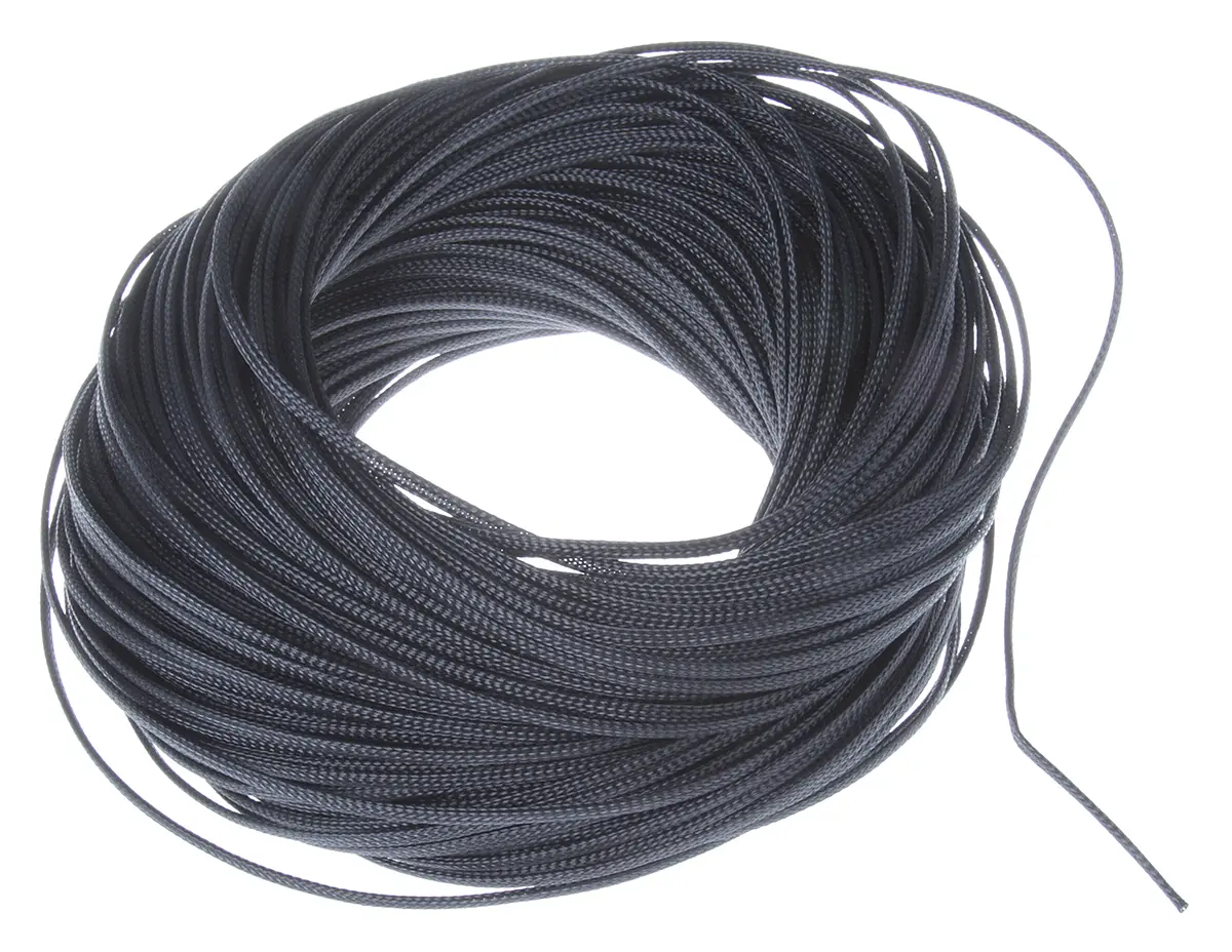 Produktfoto 1 von SES Sterling Kabelschlauch Schwarz PET für Kabel-Ø 3mm bis 8mm, Länge 100m Umflochten Dehnbar
