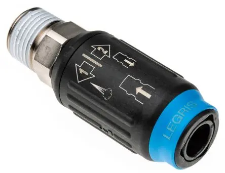 Produktfoto 1 von Legris Pneumatische Schnellsteckkupplung, Polymer verstärkt 1/2 in Stecker, R, Außengewinde BSP-Konus und NPT