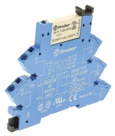 Produktfoto 1 von Finder 38 Interface Relais 24V ac/dc, 1-poliger Umschalter DIN-Hutschiene 12mA