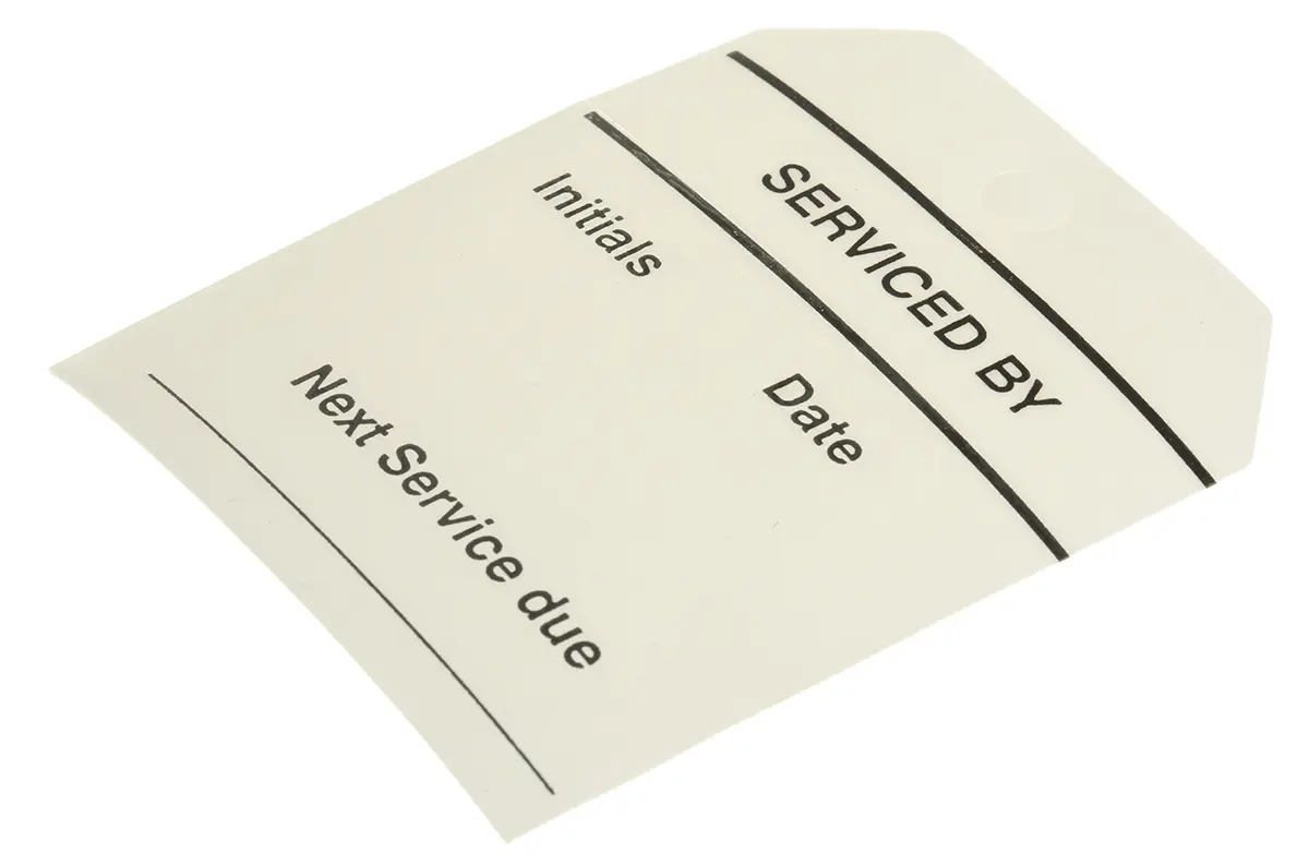 Produktfoto 1 von RS PRO, Kabelbinder Schwarz Vorbedrucktes, aufgeklebtes Etikett: VERWENDET VON, 60 mm x 70 mm, 50 Per Pack Stück
