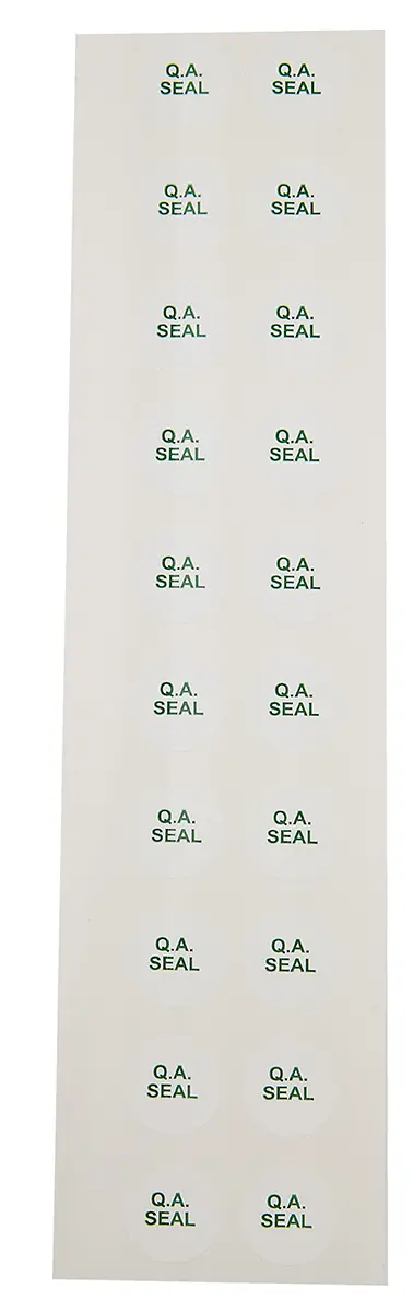 Produktfoto 1 von RS PRO, Klebend Grün Vorbedrucktes, selbstklebendes Etikett: QA-Siegel, Ø 16 mm, 200 Per Pack Stück