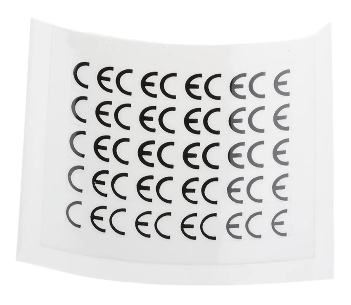 Produktfoto 1 von RS PRO, Klebend Schwarz Vorbedrucktes, selbstklebendes Etikett: CE, 6.35mm x 6.35 mm, 500 pro Paket Stück