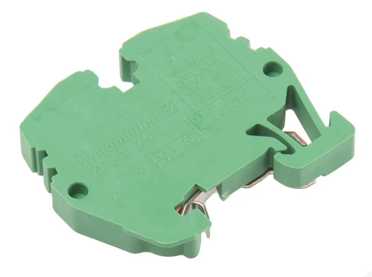 Produktfoto 1 von Weidmüller ZPEA Schutzleiterklemme 1 Gelb, Grün, 2.5 mm², 500 V Klemme