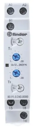 Finder 80 Zeitrelais, DIN-Hutschiene 12 to 240 V ac/dc 12V ac, 240 V ac, 0.1 to 24 h, 0.1 to 20 s, 0.1 to 20 min, 1